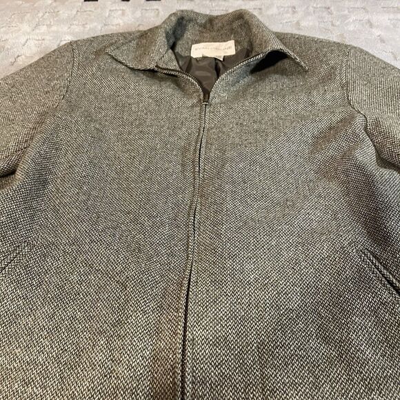 Women's Vtg Evan Picone Green Herringbone Tweed Jacket Coat Size 10 - Picture 1 of 16